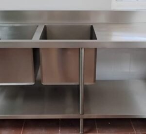 Tarja Doble de Acero Inoxidable Con Escurridero