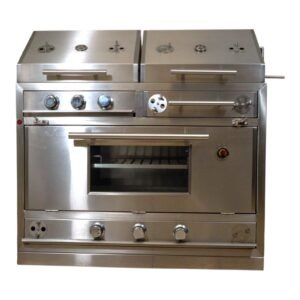 Asador mitad gas mitad carbón