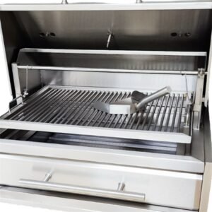 Asador a carbón de acero inoxidable 304 con termómetro y charola de carbón, diseño premium