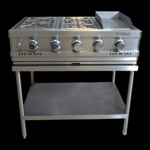 Módulo estufa cuádruple con plancha de ½" fabricada en acero inoxidable 304 grado alimenticio, ideal para cocinas profesionales, fabricado por PROGRILL