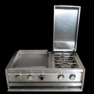 Módulo de estufa doble a medida con plancha de ½" fabricada en acero inoxidable 304 grado alimenticio, ideal para cocinas profesionales, fabricado por PROGRILL